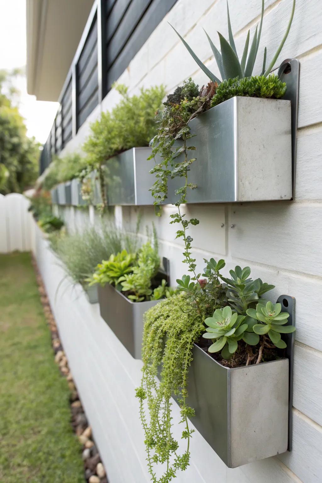 Permit your plants to radiate through minimalist metallic vessels.