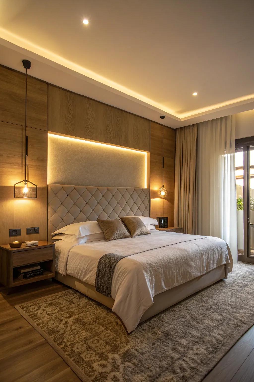 Headboard illumination for a simplified aesthetic.