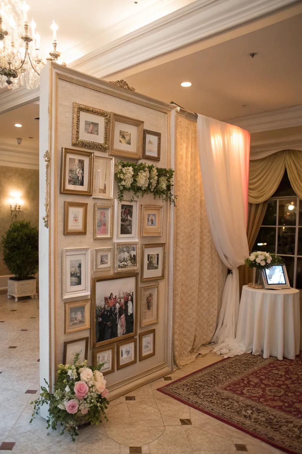 A display of vintage frames enriches any image with an air of refinement.