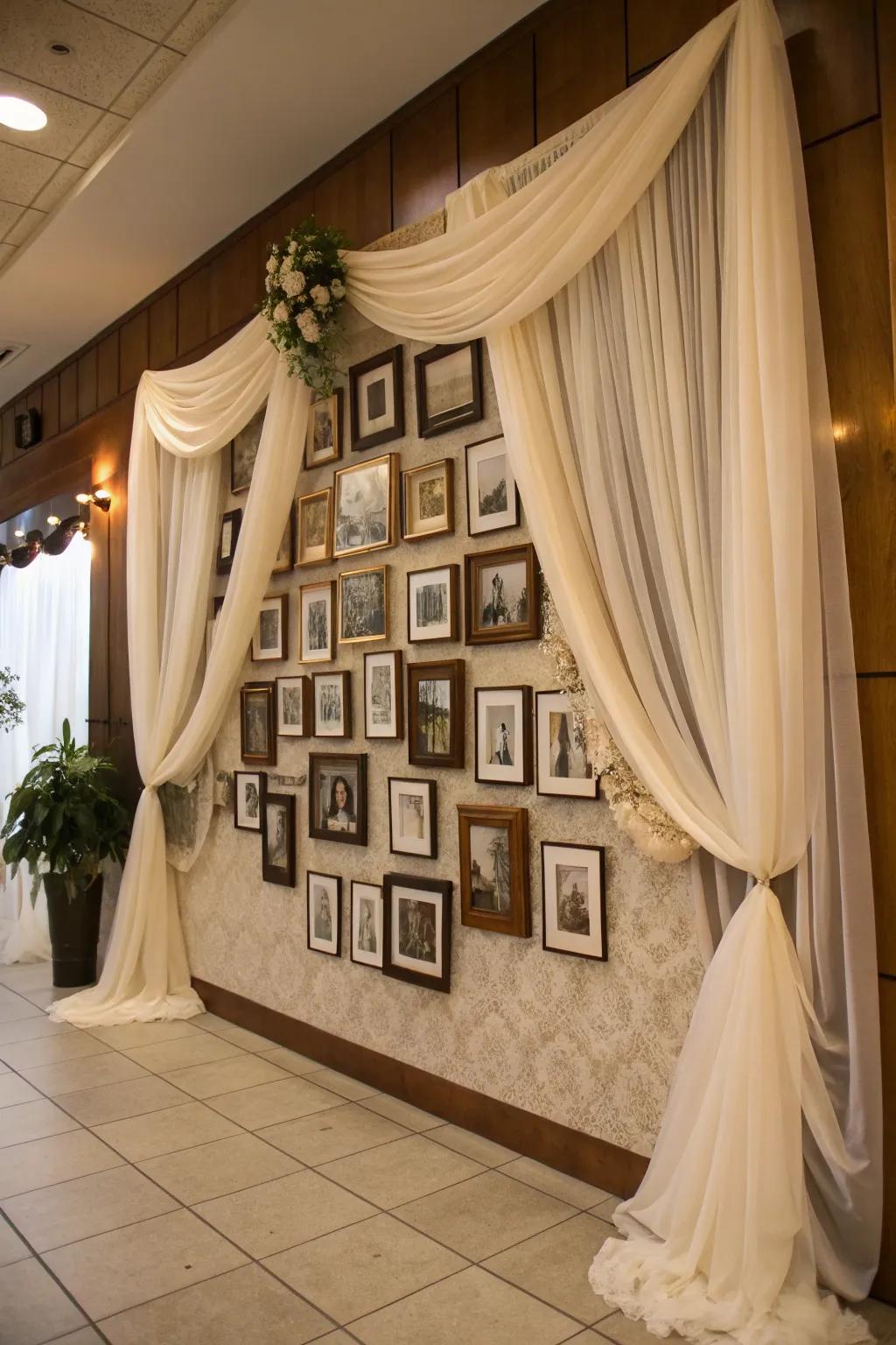 Textile swags infuse refinement and profundity into your photographic display.