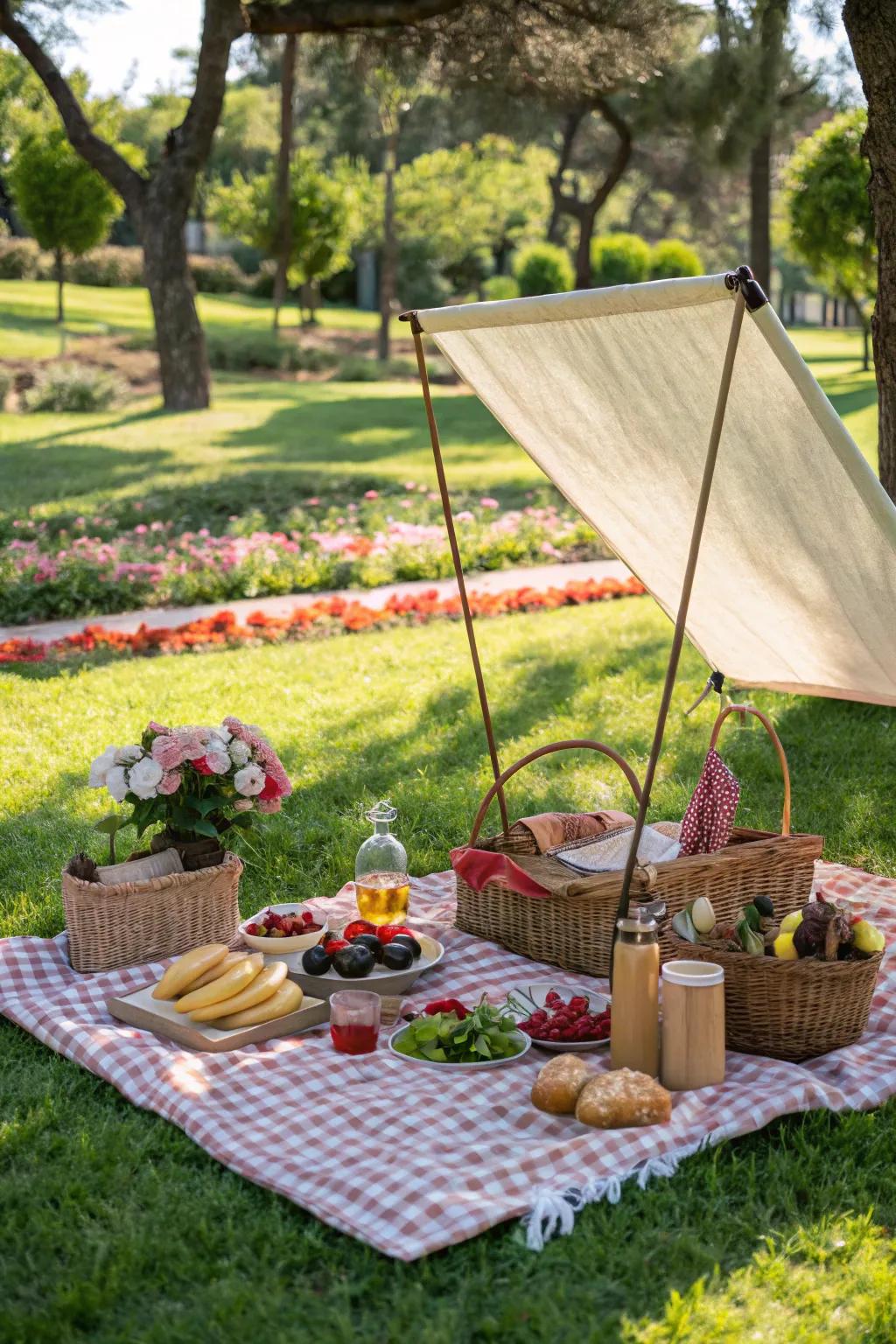 A canopy affords shade and style for your exterior repast.