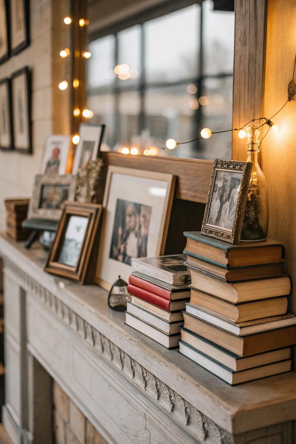 Integrate books for an inviting and scholarly ledge presentation.
