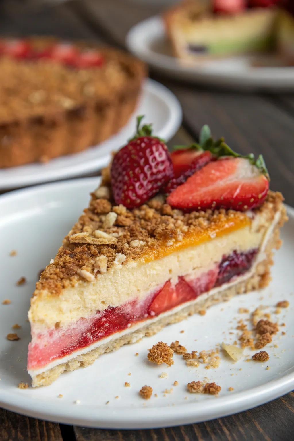 A pie slice featuring contrasting compositions.