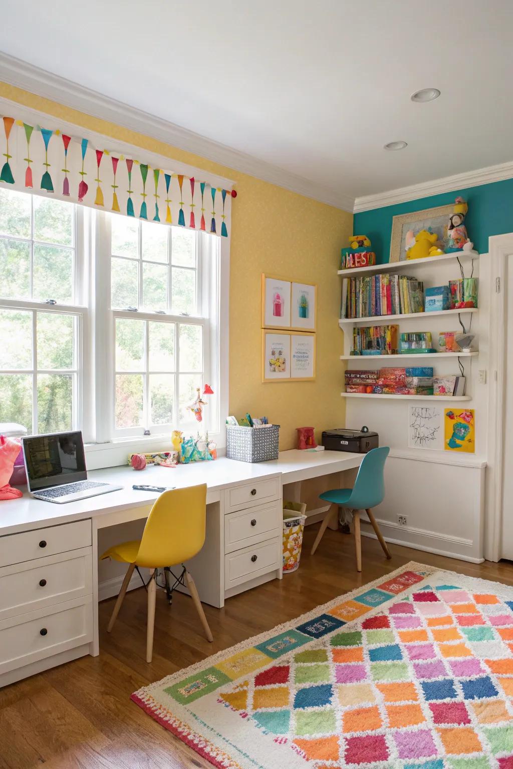 Cheerful hues for a welcoming atmosphere.