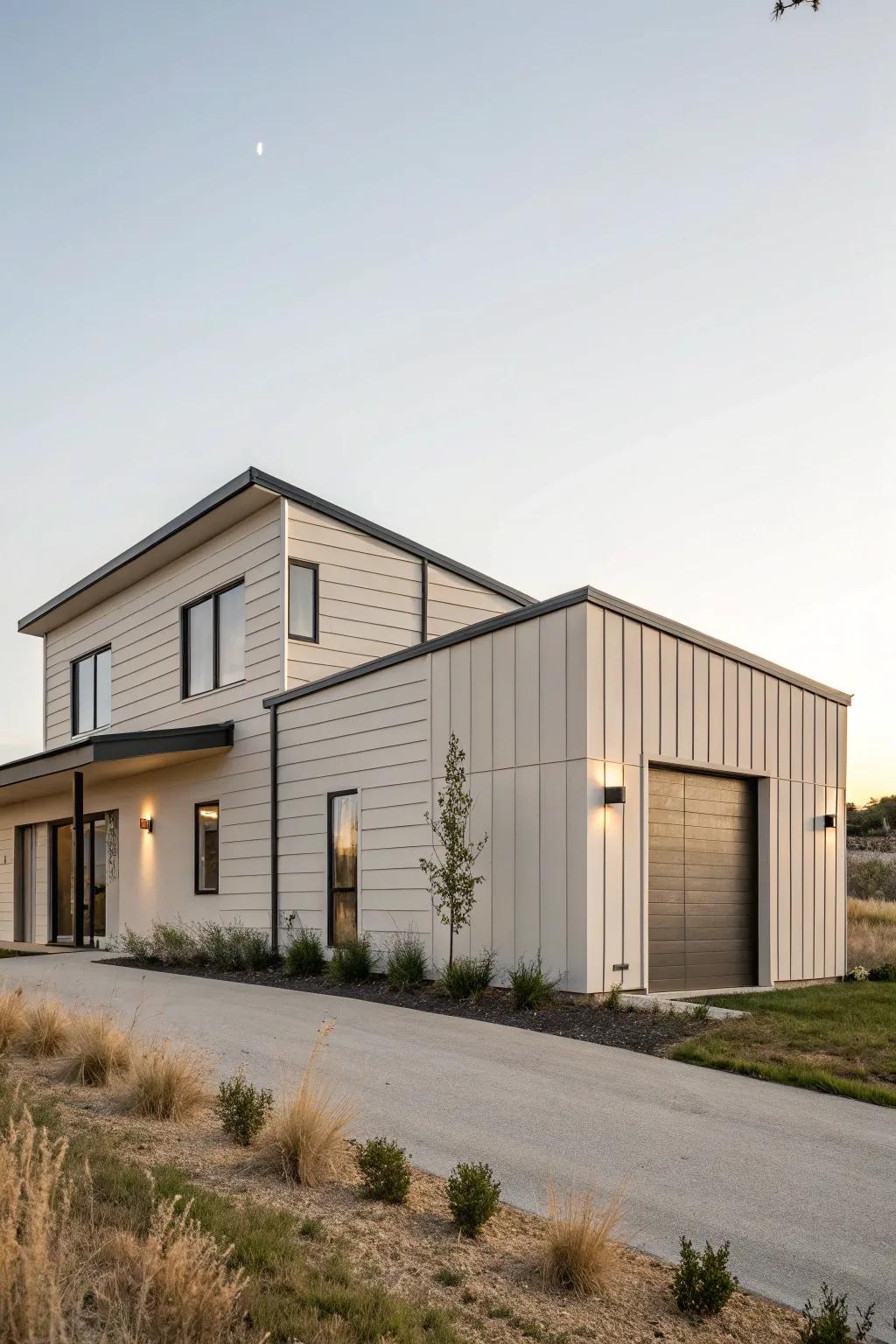 A contemporary understated aesthetic for a streamlined ranch-style dwelling.