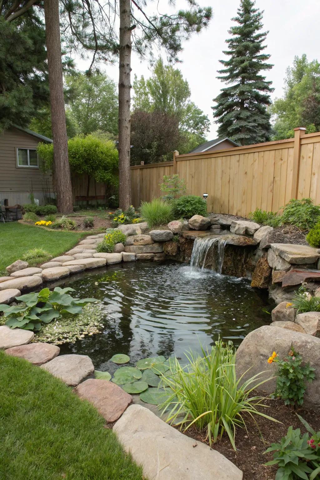 Aquatic elements bring serenity and focus to your backyard design.
