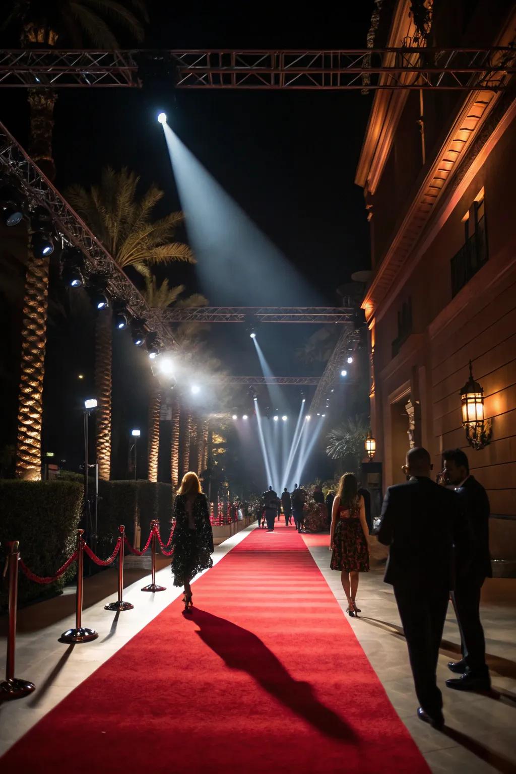 Spotlights design an engaging ambiance for your premiere celebration.