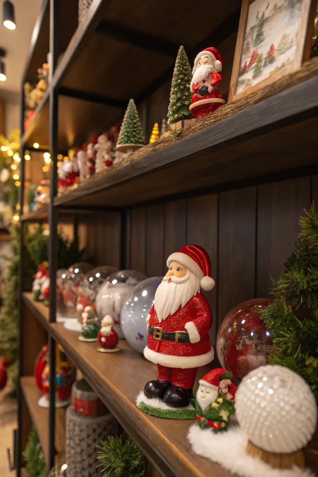 Santa figurines adding a magical element to the décor.
