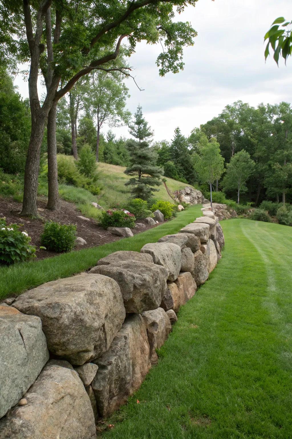 Boulders engender a potent and natural assertion within landscaping.