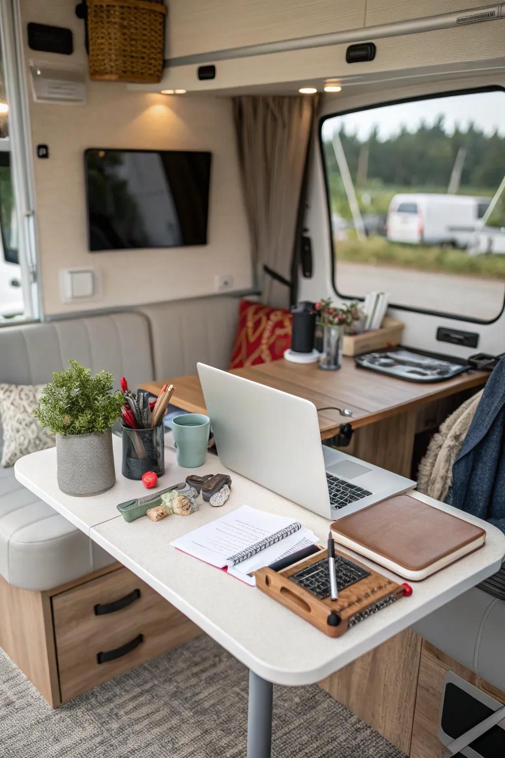 Transform your RV surface into a multi-faceted workspace.