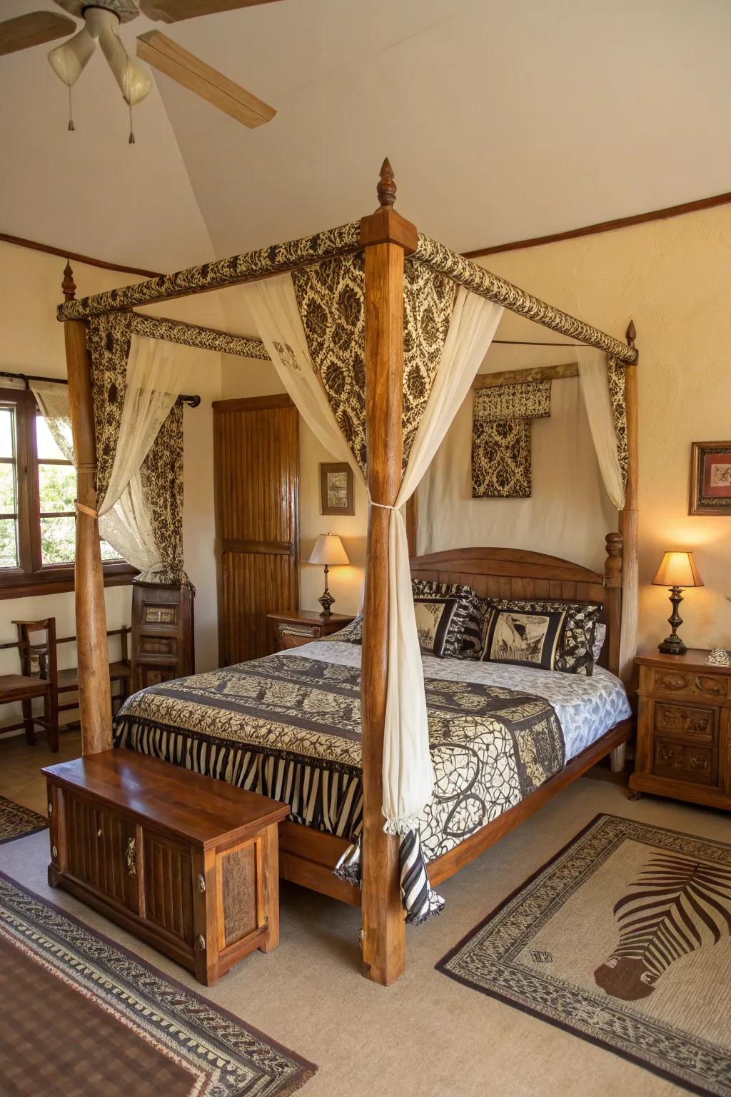 Distinctive furnishing elements introduce character and intrigue to the space.