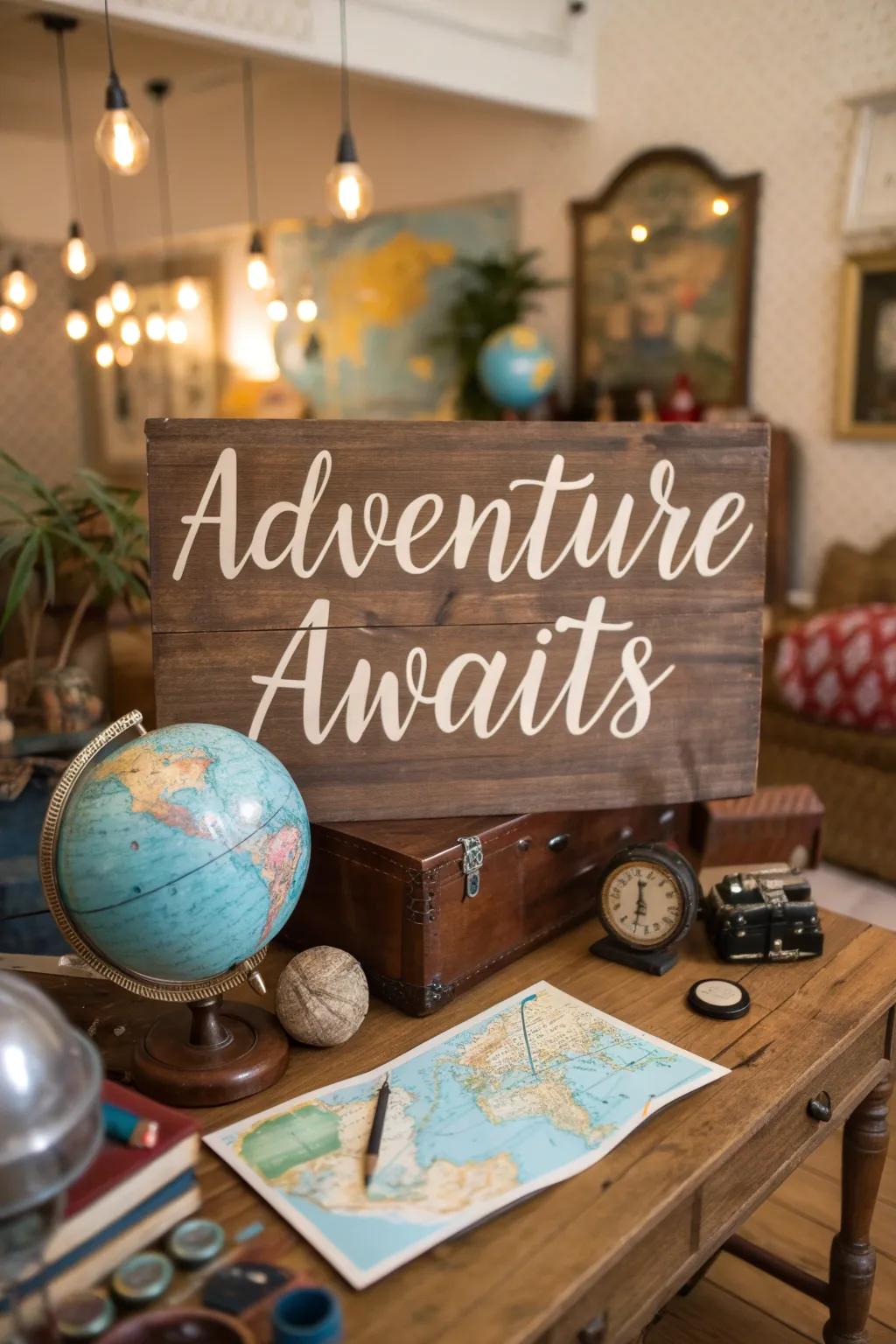 Inspire your yearning with 'Adventure Awaits.'