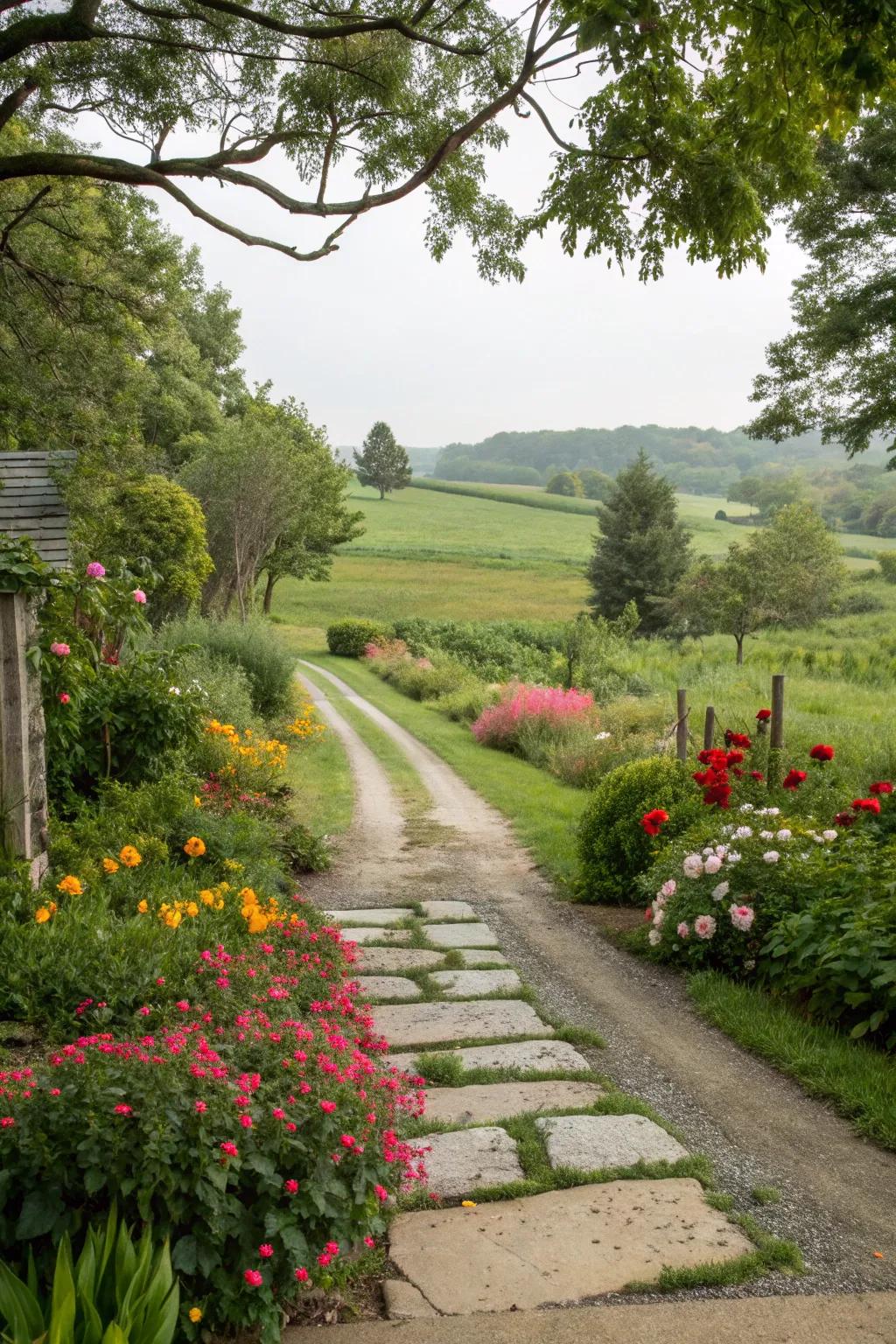 Stepping stones offer a whimsical approach to guide visitors.