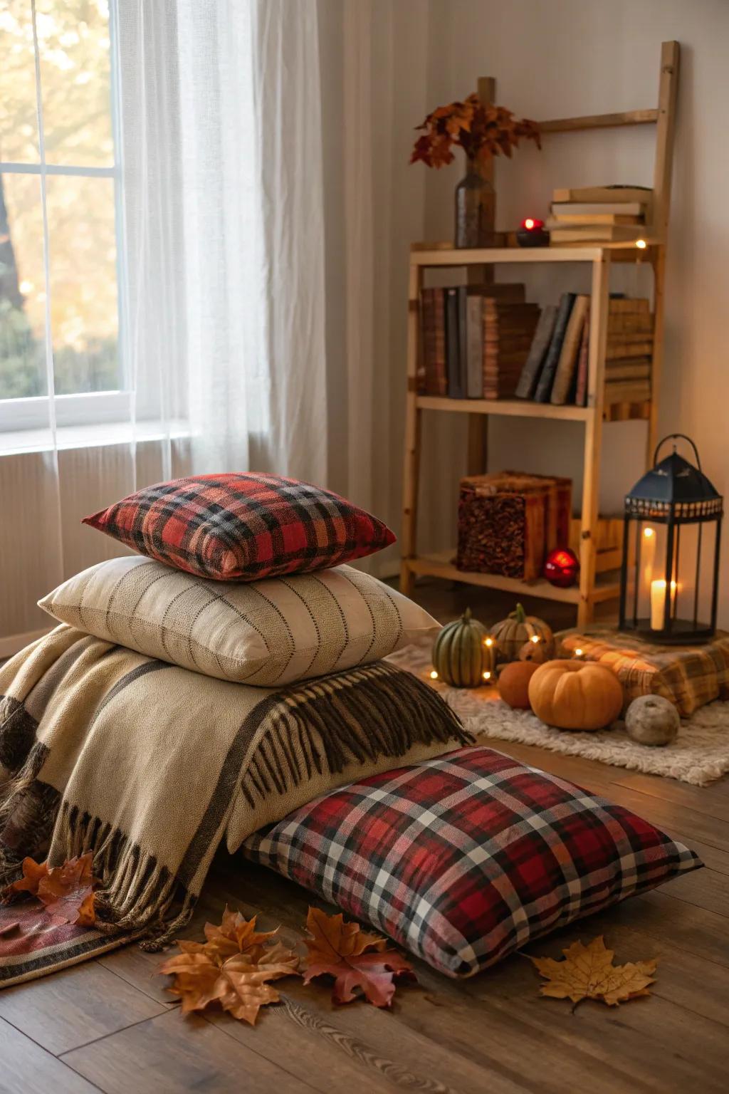 Tartan motifs introduce warmth and panache.