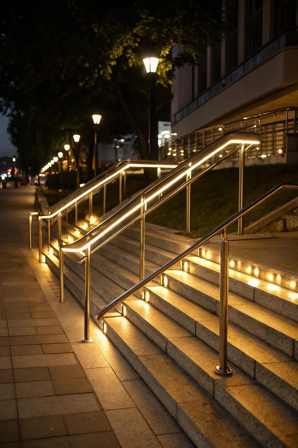 Illuminate your steps with chic and secure handrails.