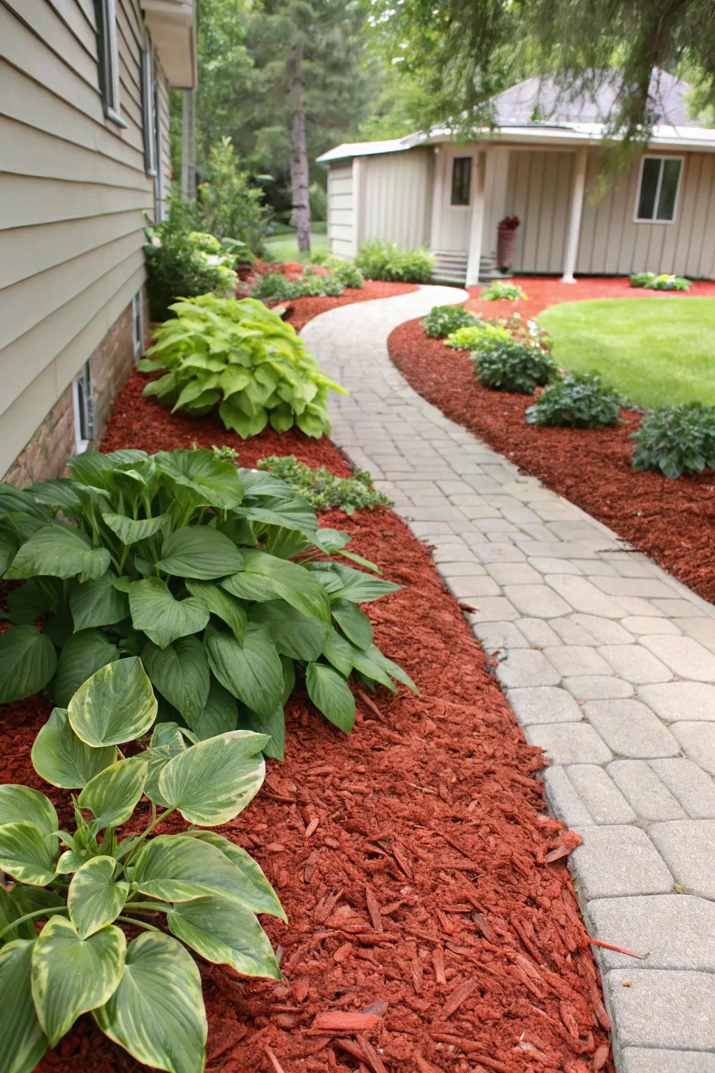 Mulch appends pigmentation and neatness while keeping weeds suppressed.