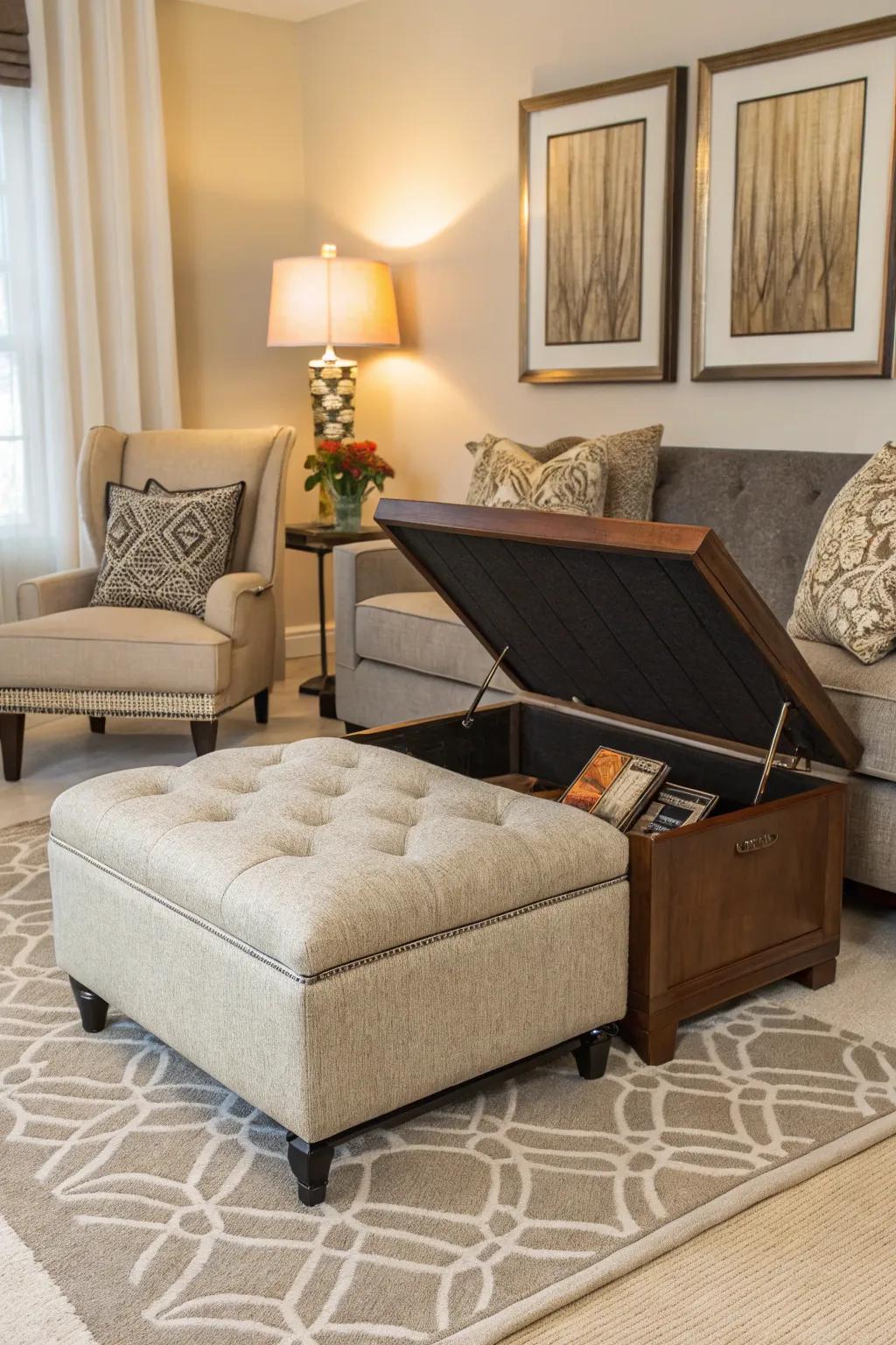Multi-functional furniture optimizing space.