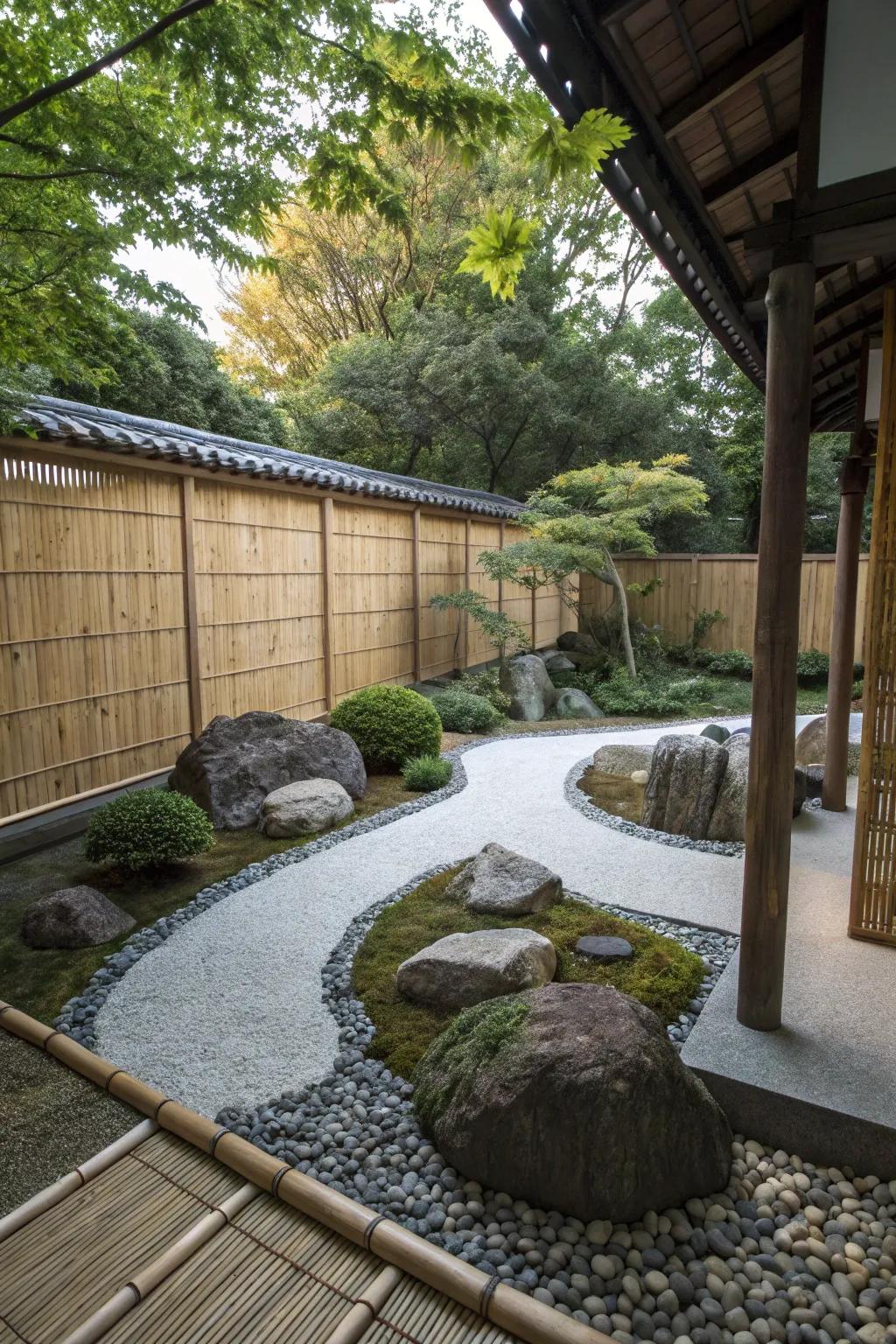 A zen garden with bamboo screens ensures solitude and a serene enclosure.