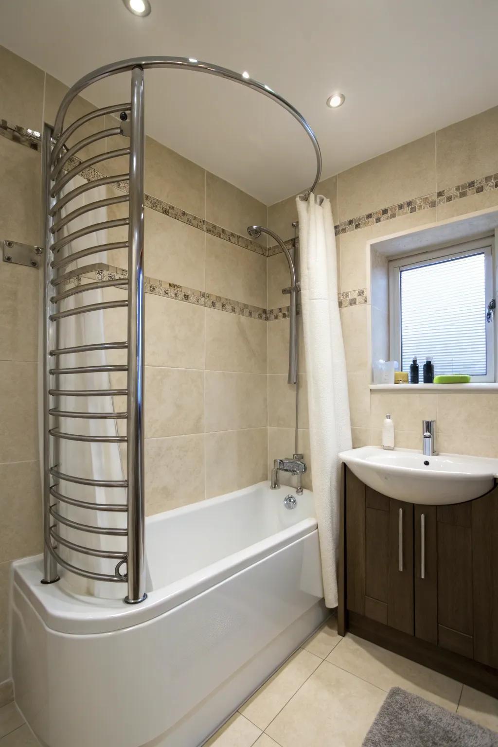 Rounded rails provide additional space and a stylish flair.