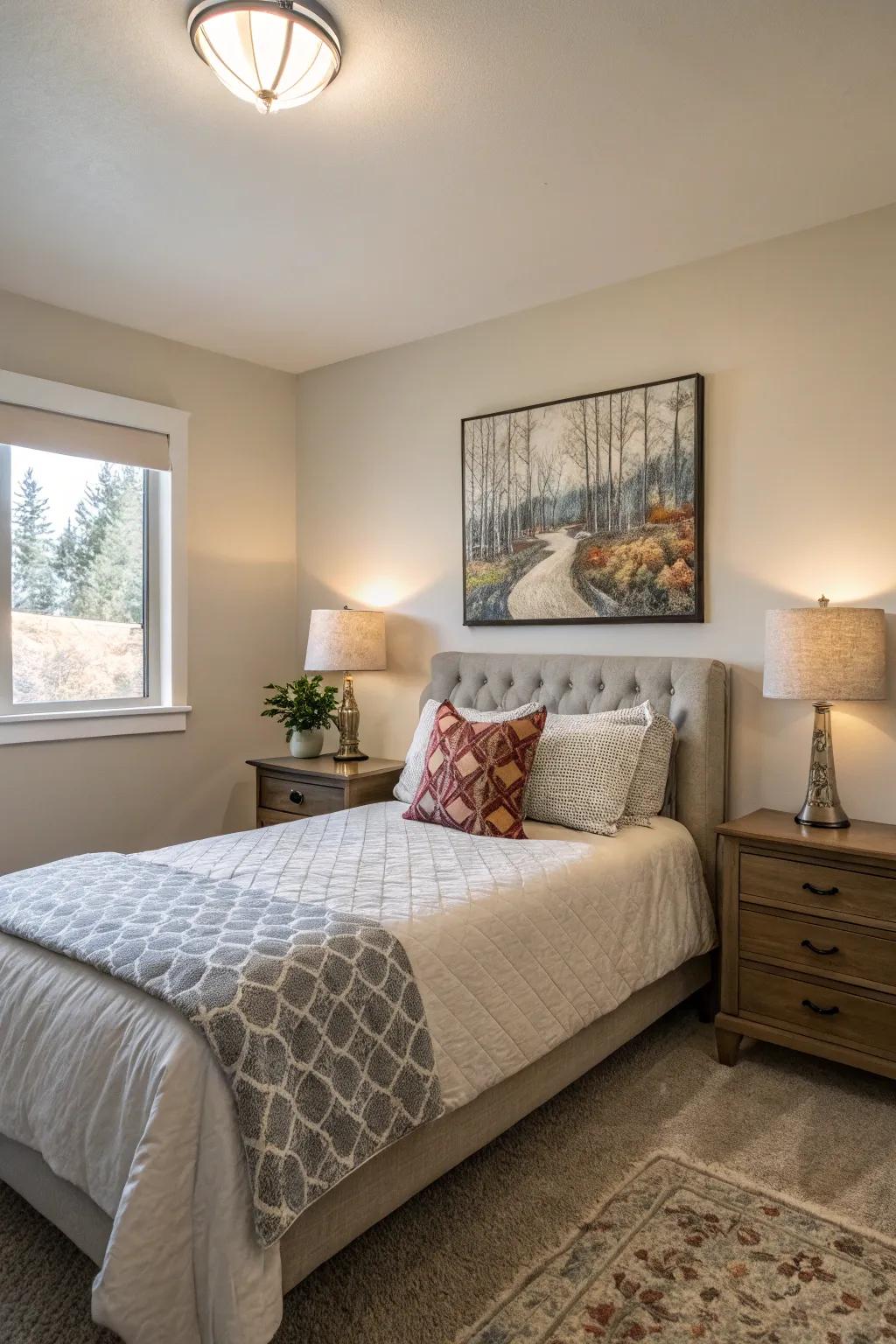 Wall art adds a focal point without clutter.