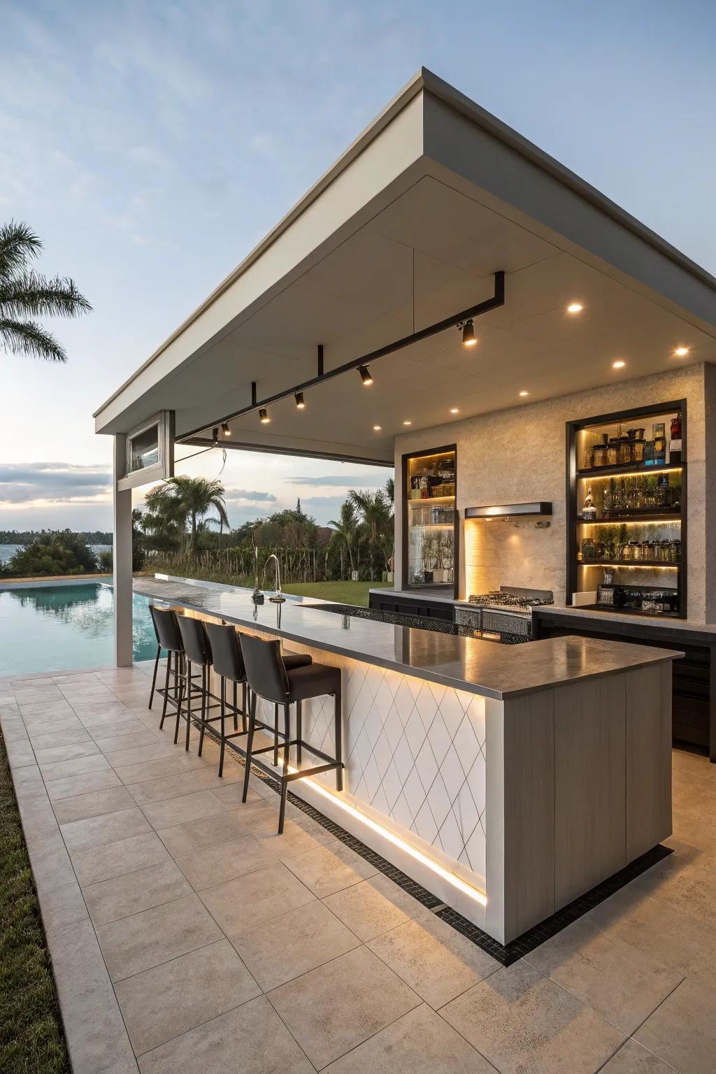 Clever storage concepts maintain your pool bar’s neatness and productivity.