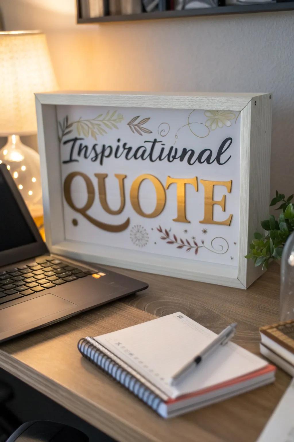 With a motivational quotation shadow box, stay motivated.
