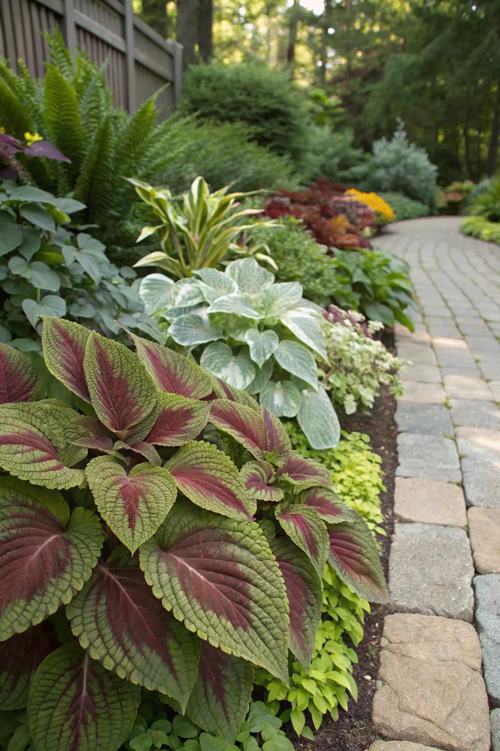 Textured verdure contributes an enthralling visual stratum to the garden.