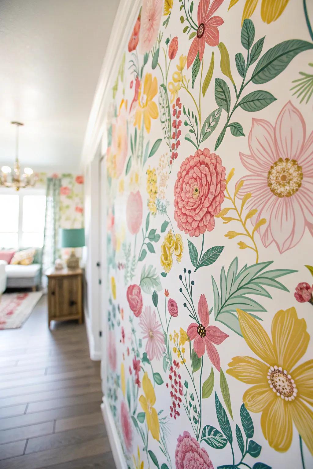 Blossom wallcovering formulates a striking and invigorating spring proclamation.
