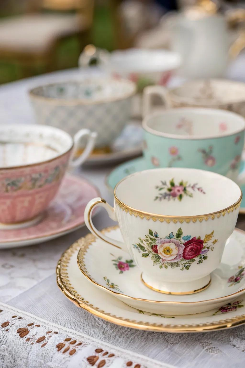 Classic china contributes a nostalgic charm to your tea gathering.