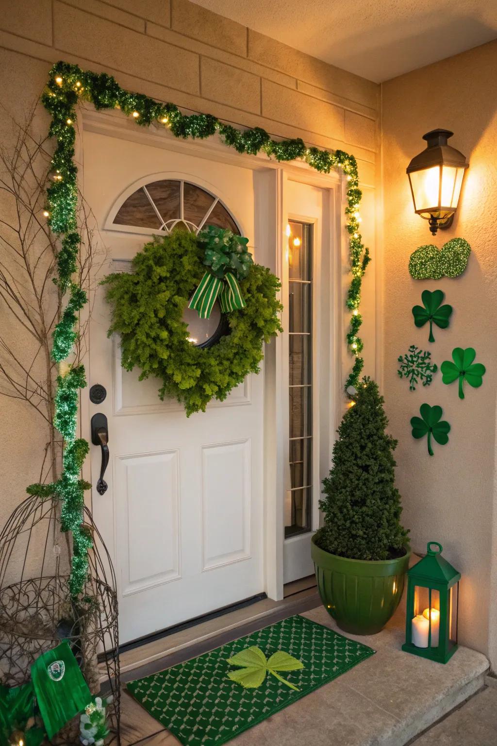 Establish a welcoming entryway with St. Patrick's Day decor.