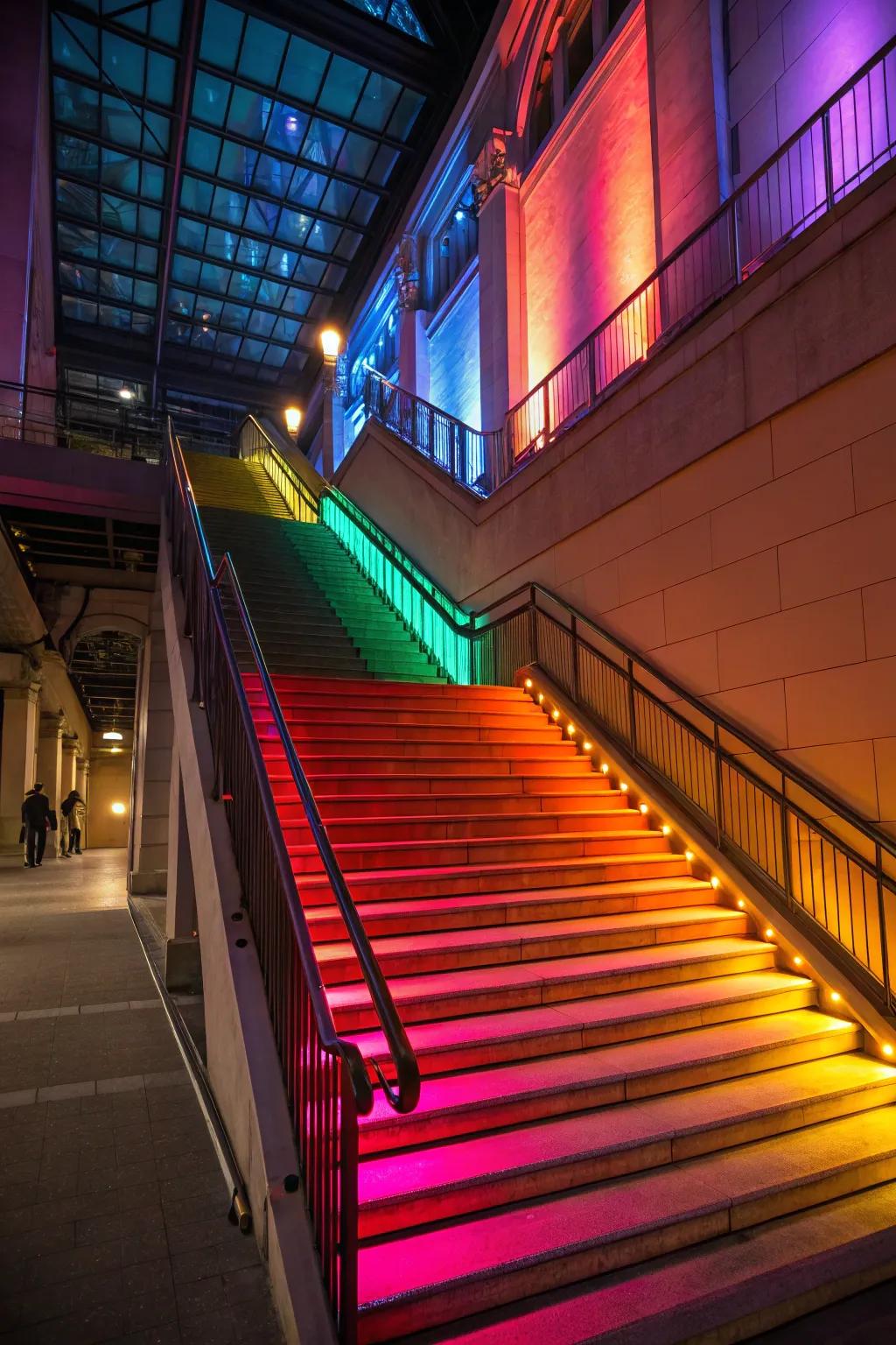 Colored lighting appends a lively and vibrant inflection.