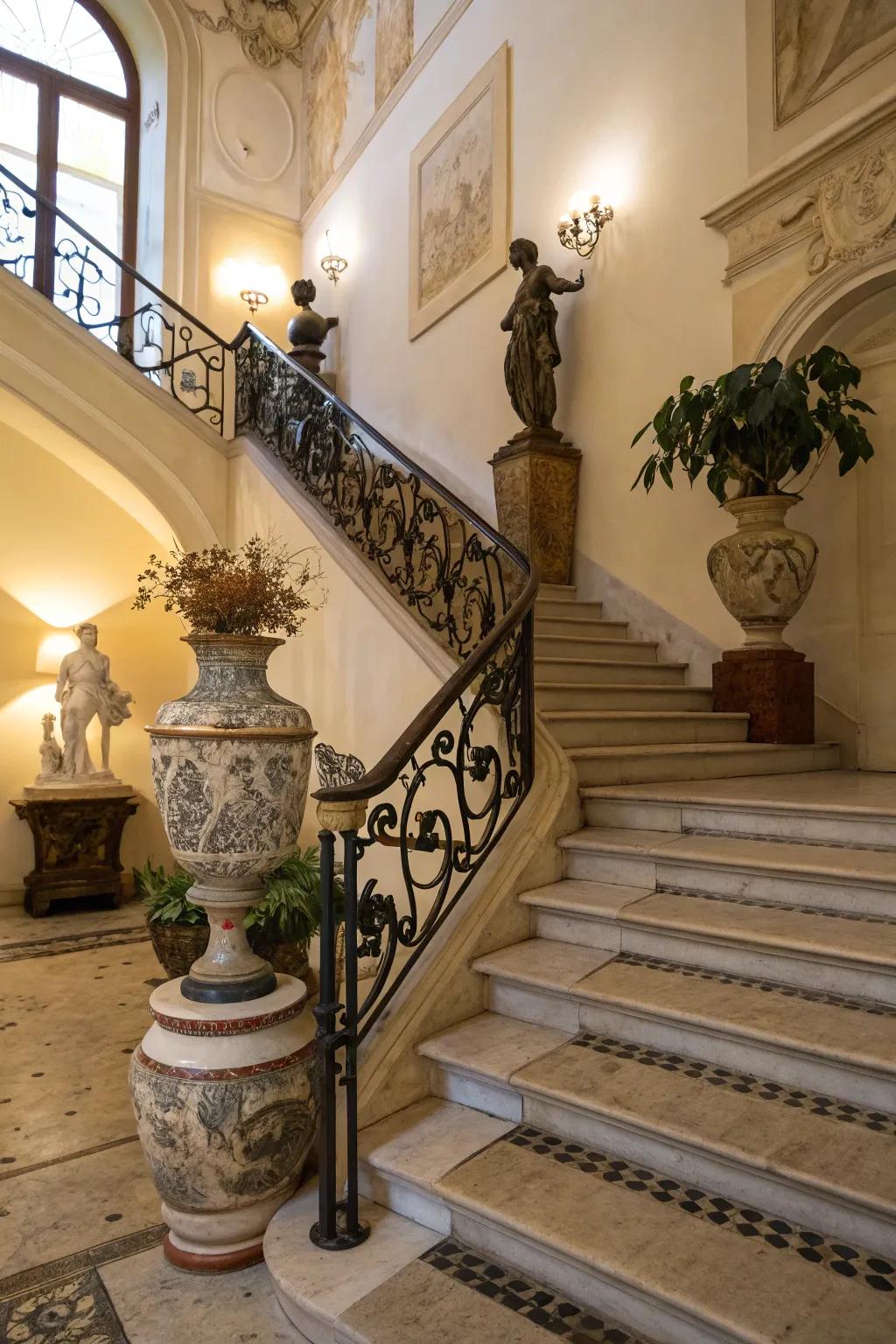 Display your personal style through the exhibition of ornamental objects upon your staircase.
