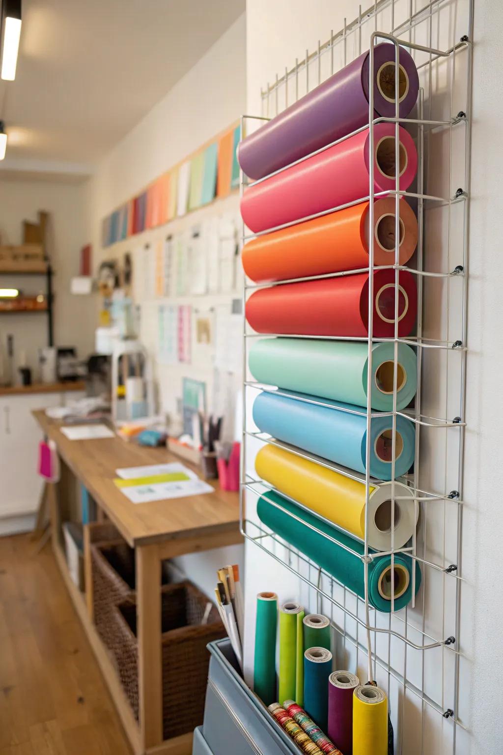 Steel wire racks offer a straightforward solution for viewable vinyl arrangement.