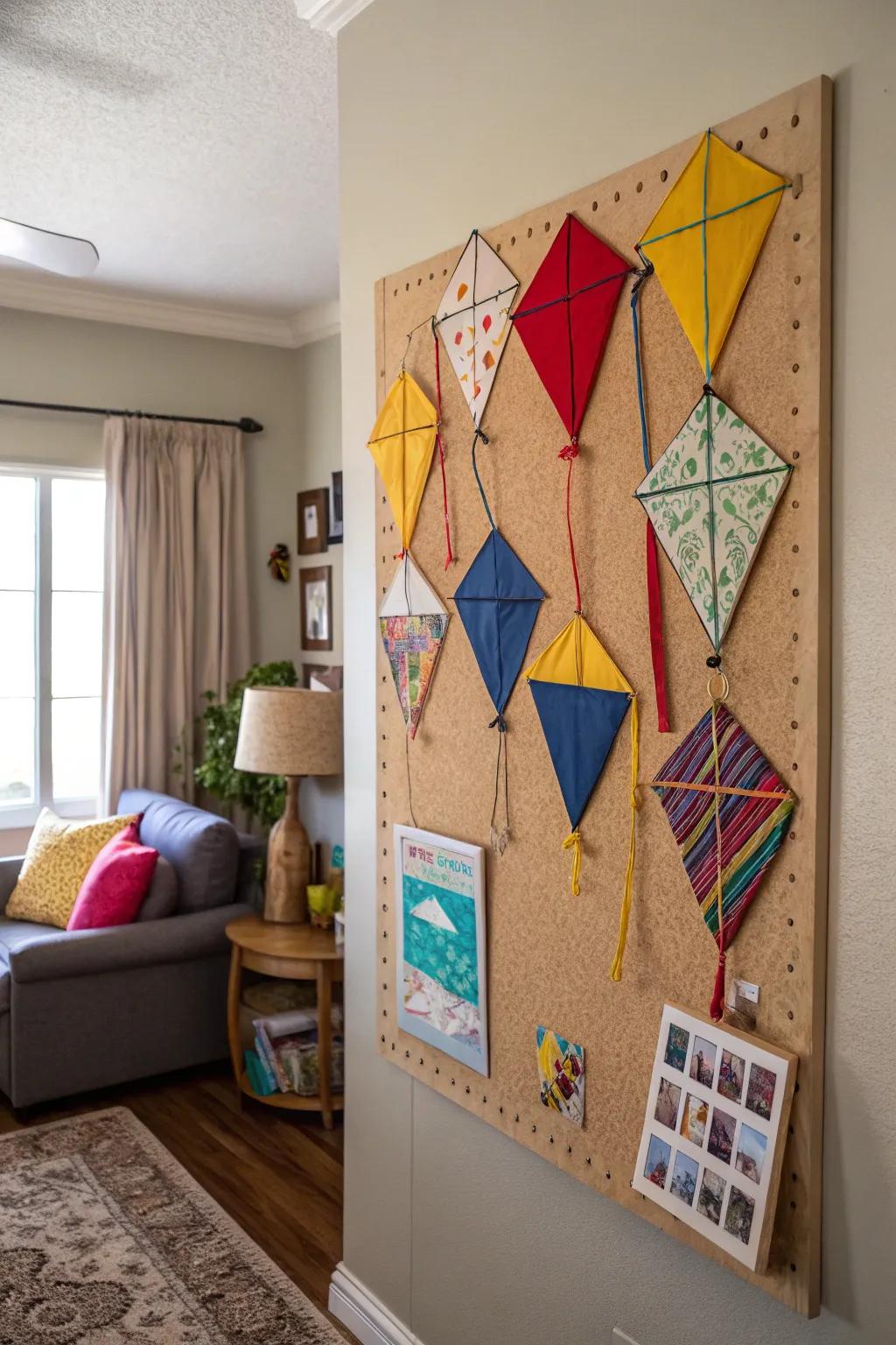 An imaginative board layout with colorful kites that draws the eye.