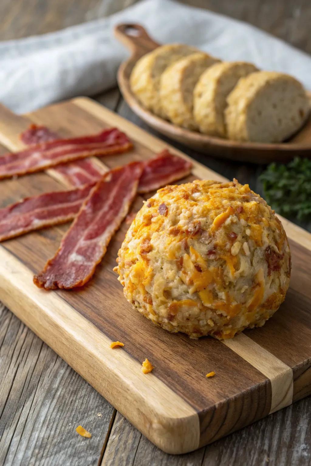 Smoked bacon and cheddar cheese ball delight.