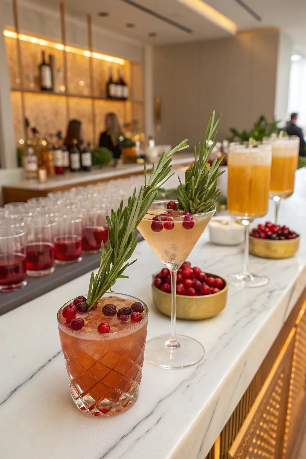 Seasonal cocktails introduce flair to the festivity.