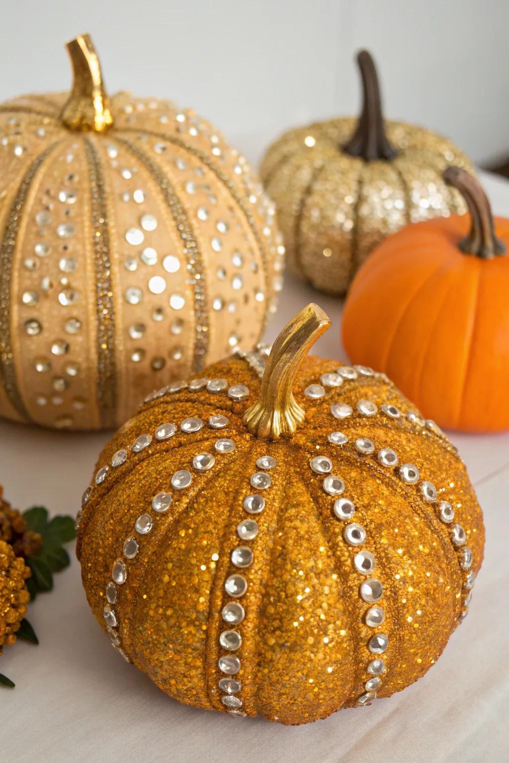 Glamorous gemstone pumpkins for a shimmering decor.