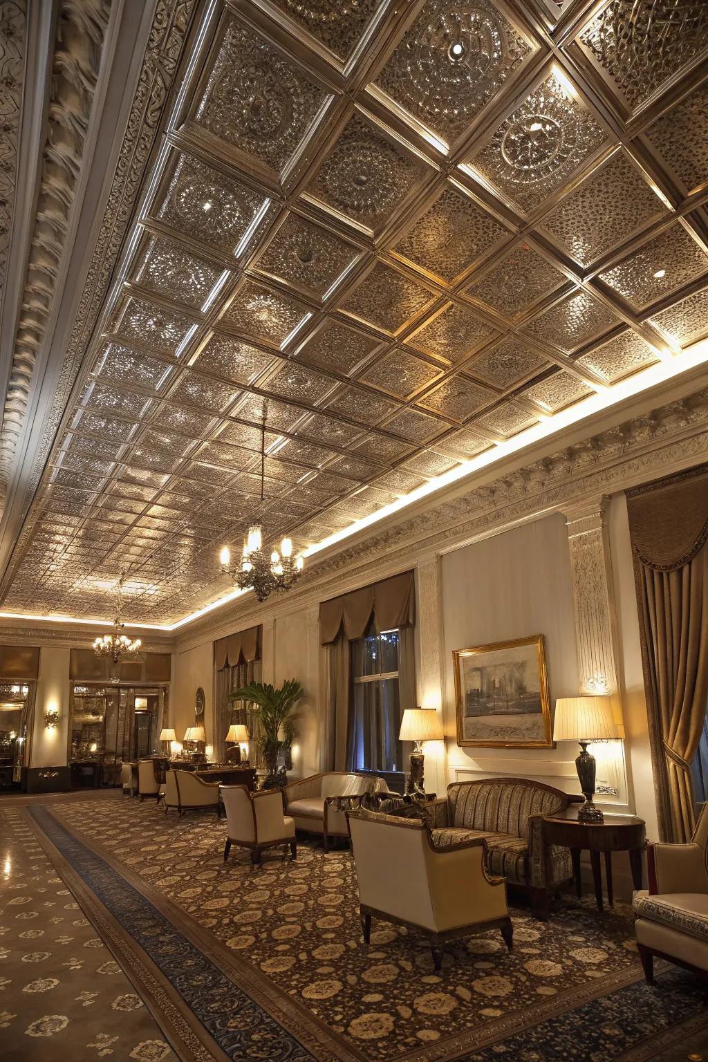 High-gloss tin ceilings bring luxury and light.