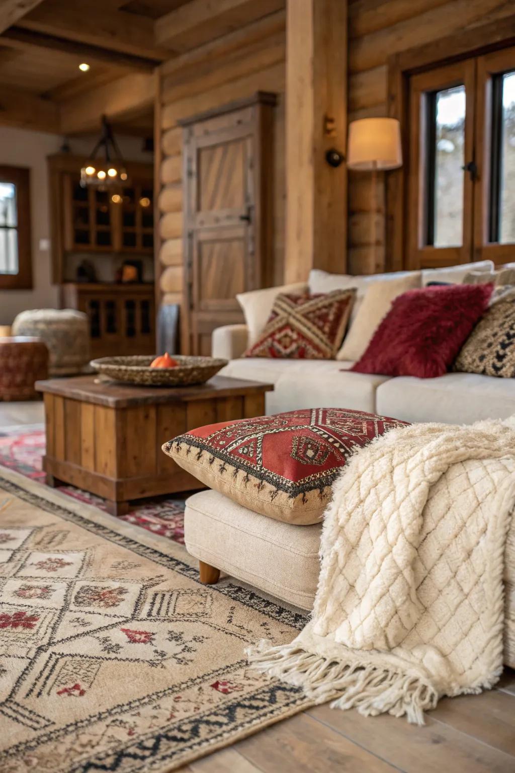 A blend of surfaces introduces depth to this classic living room.