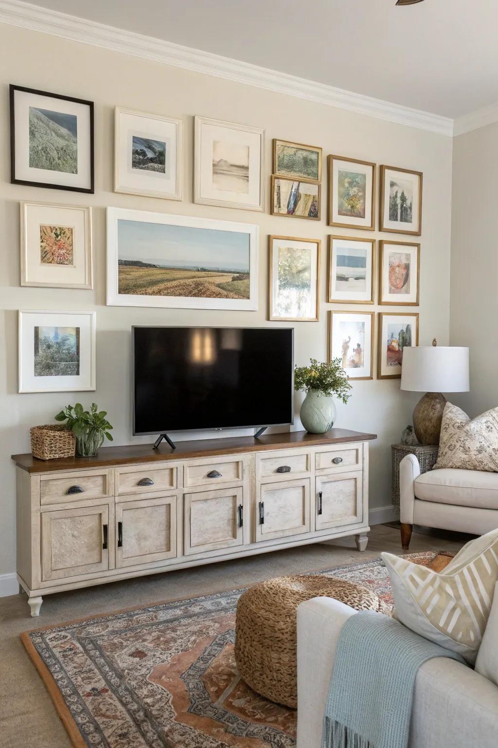 A synchronized, colored TV exhibition provides seamless assimilation.