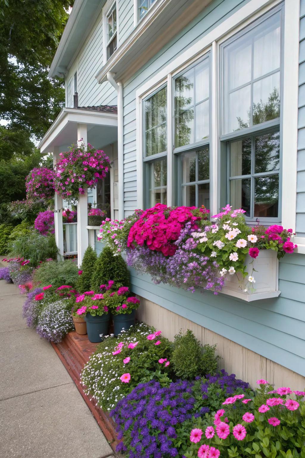 Unify your garden and home through thoughtful color coordination.