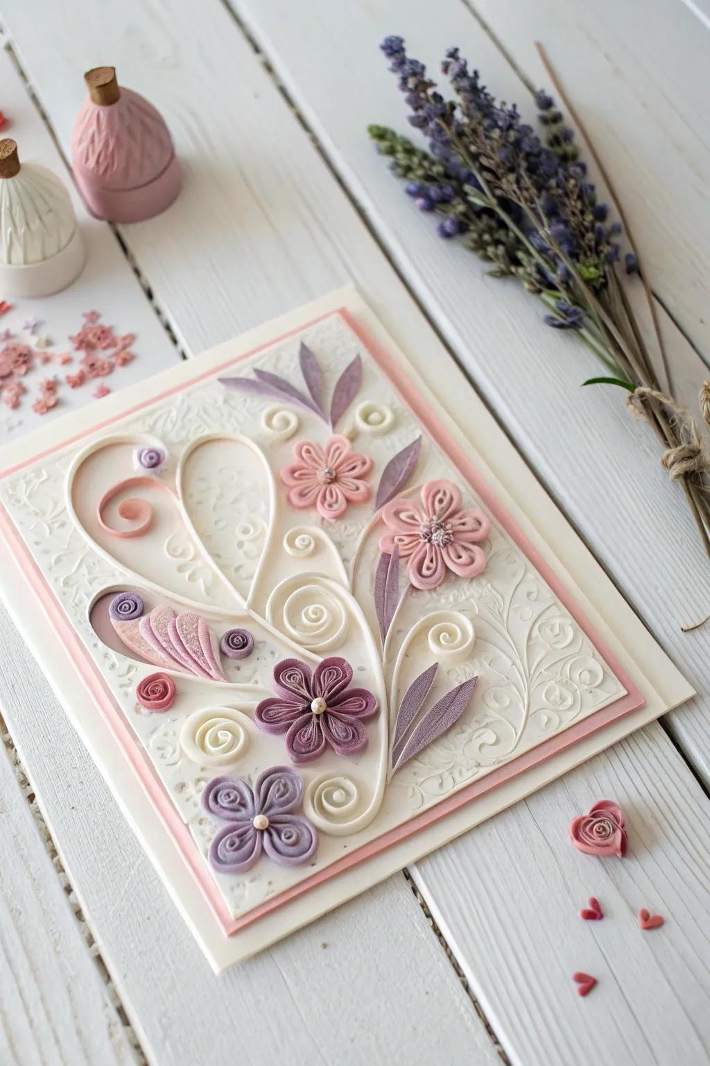 Celebrate love with handcrafted elegance: Paper quilling card inspiration for Valentine's Day.