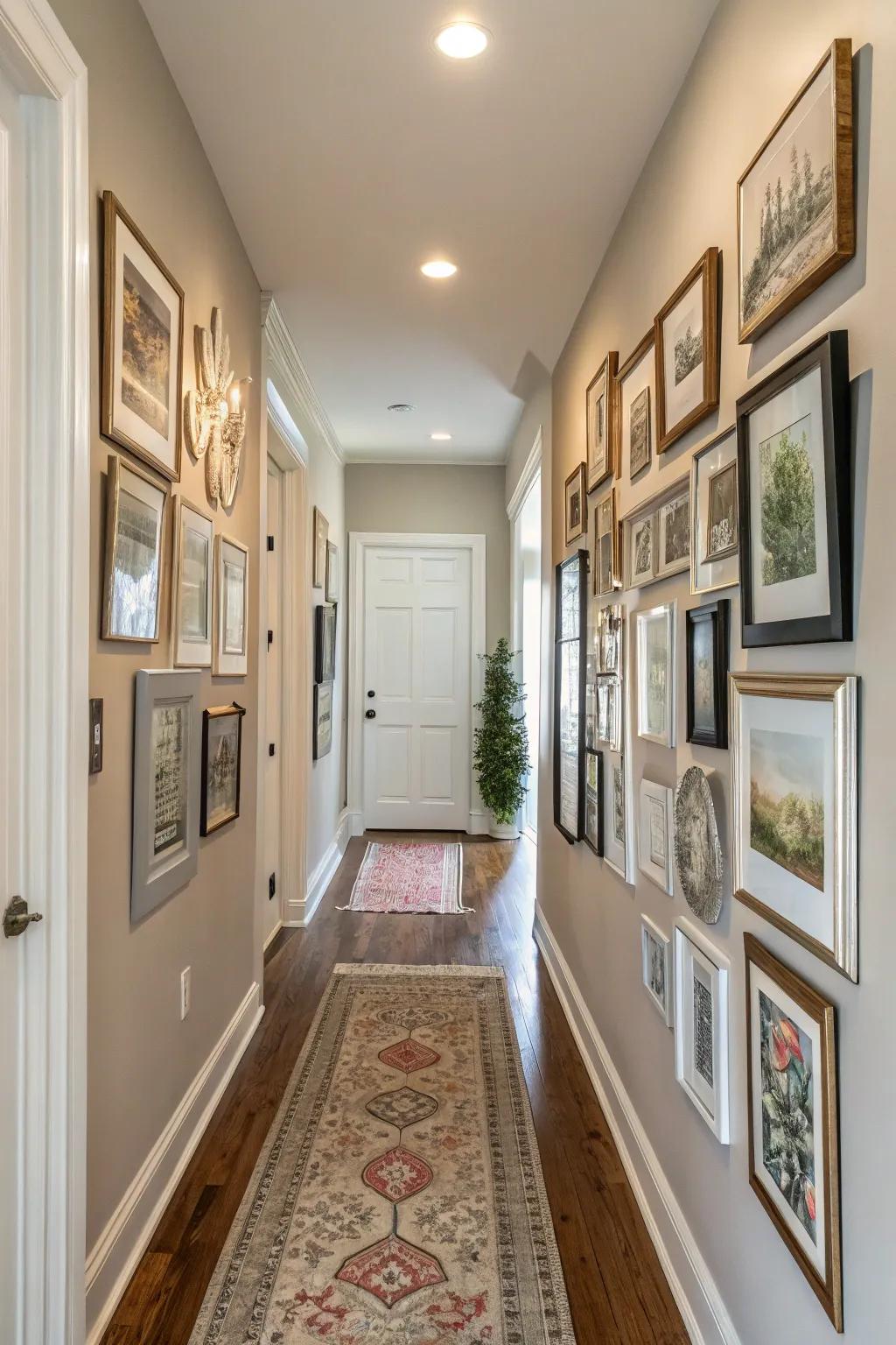 A gallery displaying coordinated colors in an entrance space