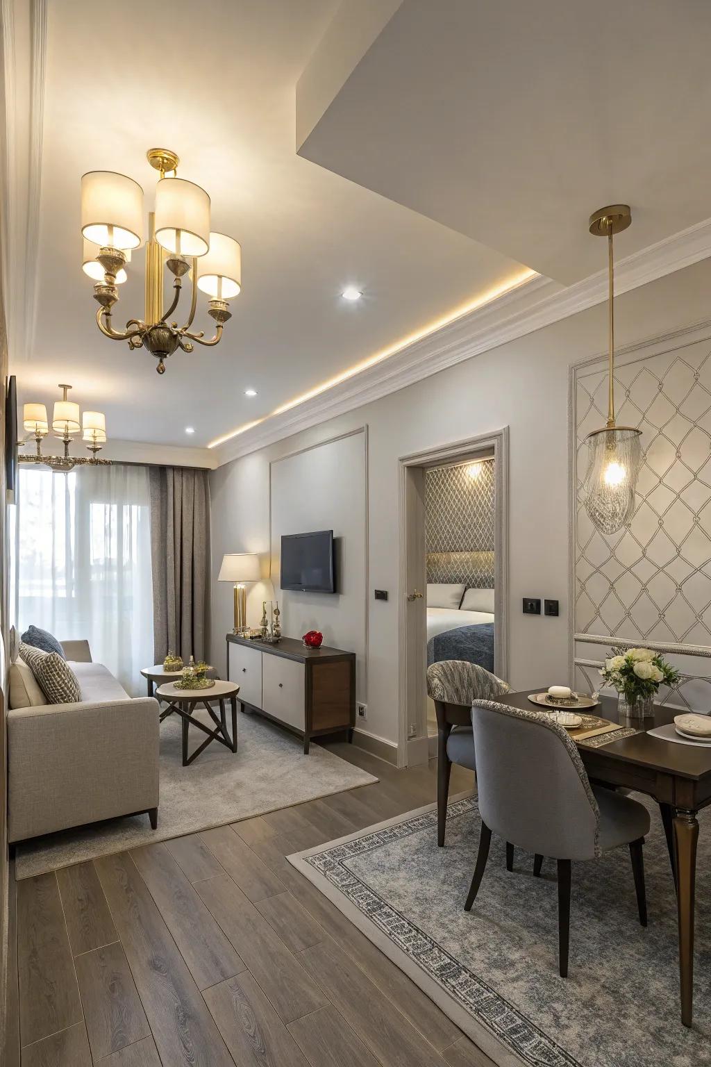 For a sleek appearance, illuminate your area with wall-mounted fixtures.