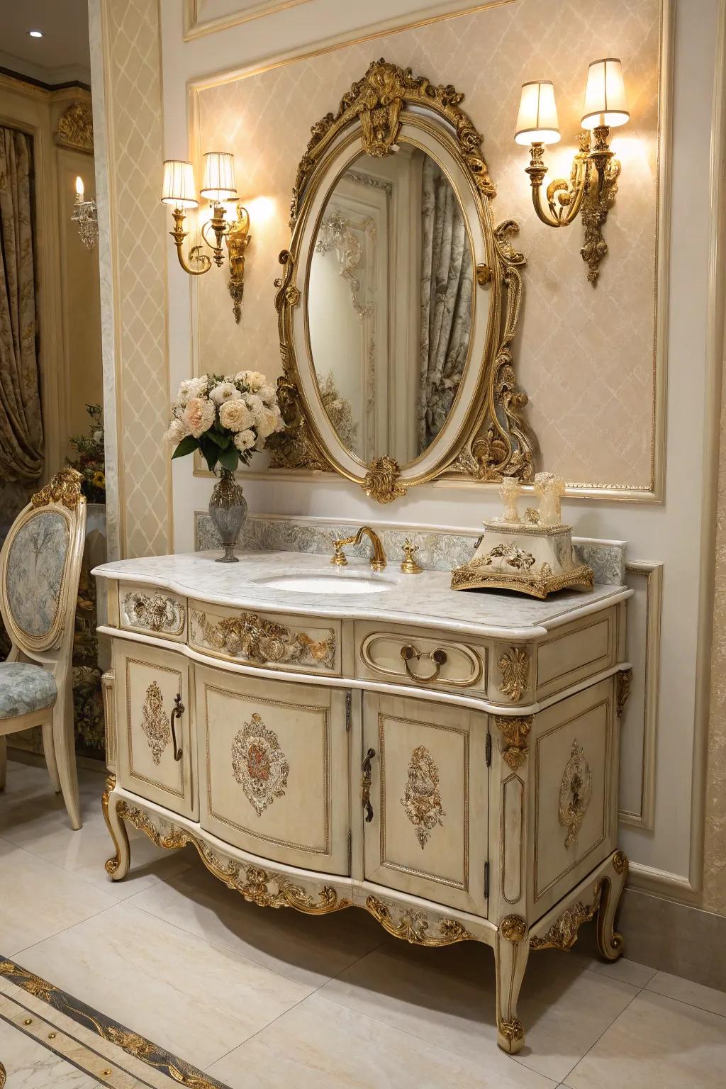 Regal era and Gallic influences contribute a majestic impression to antique dressing tables.
