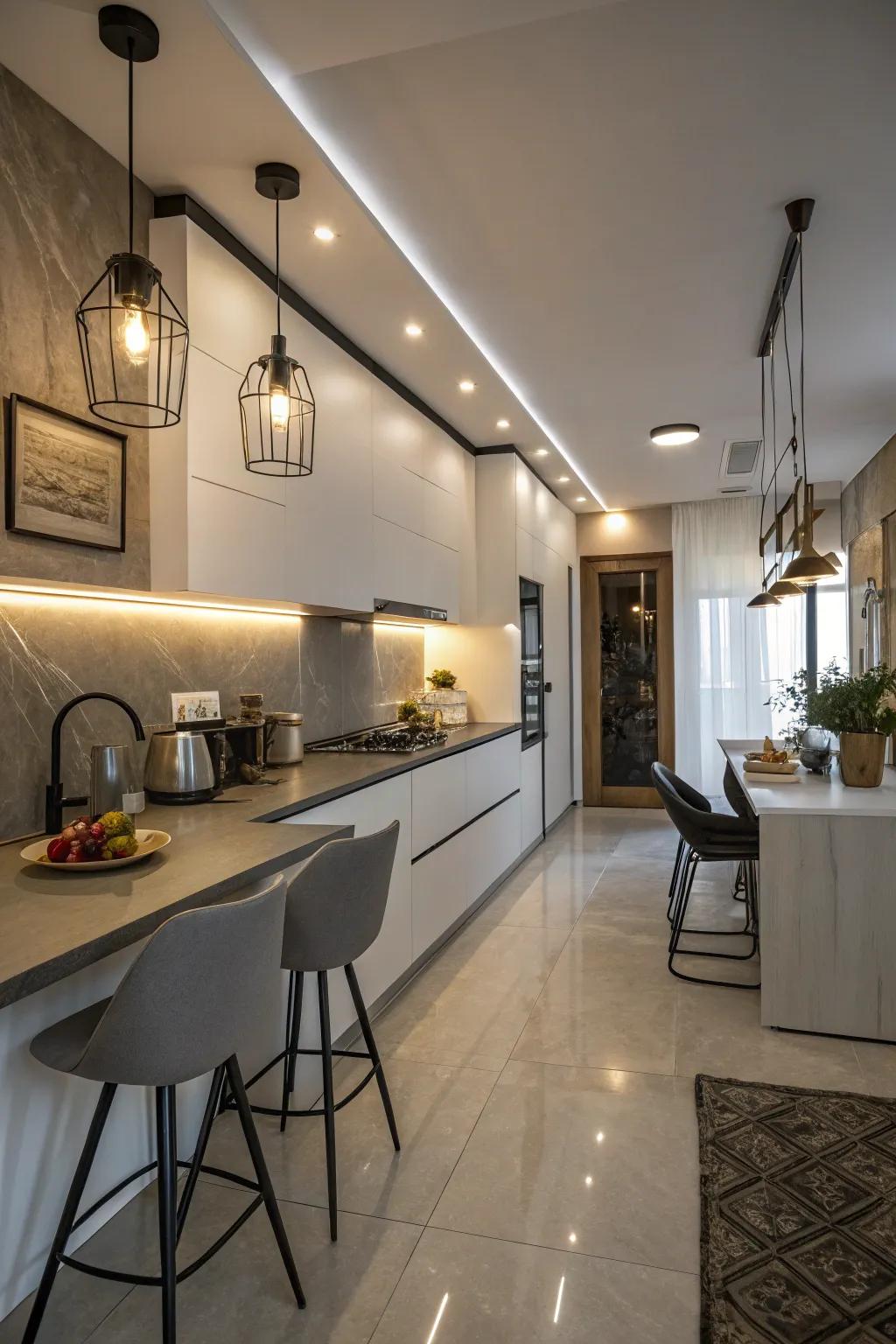 Incorporate practical style through flexible wall lights.