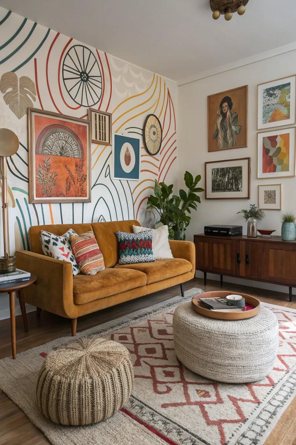 Abstract layouts transform walls right into art.