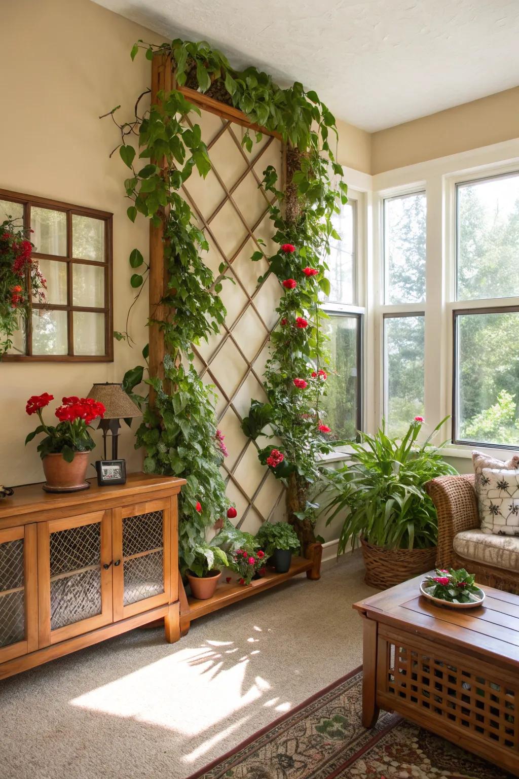 Convey nature indoors through a wall trellis.