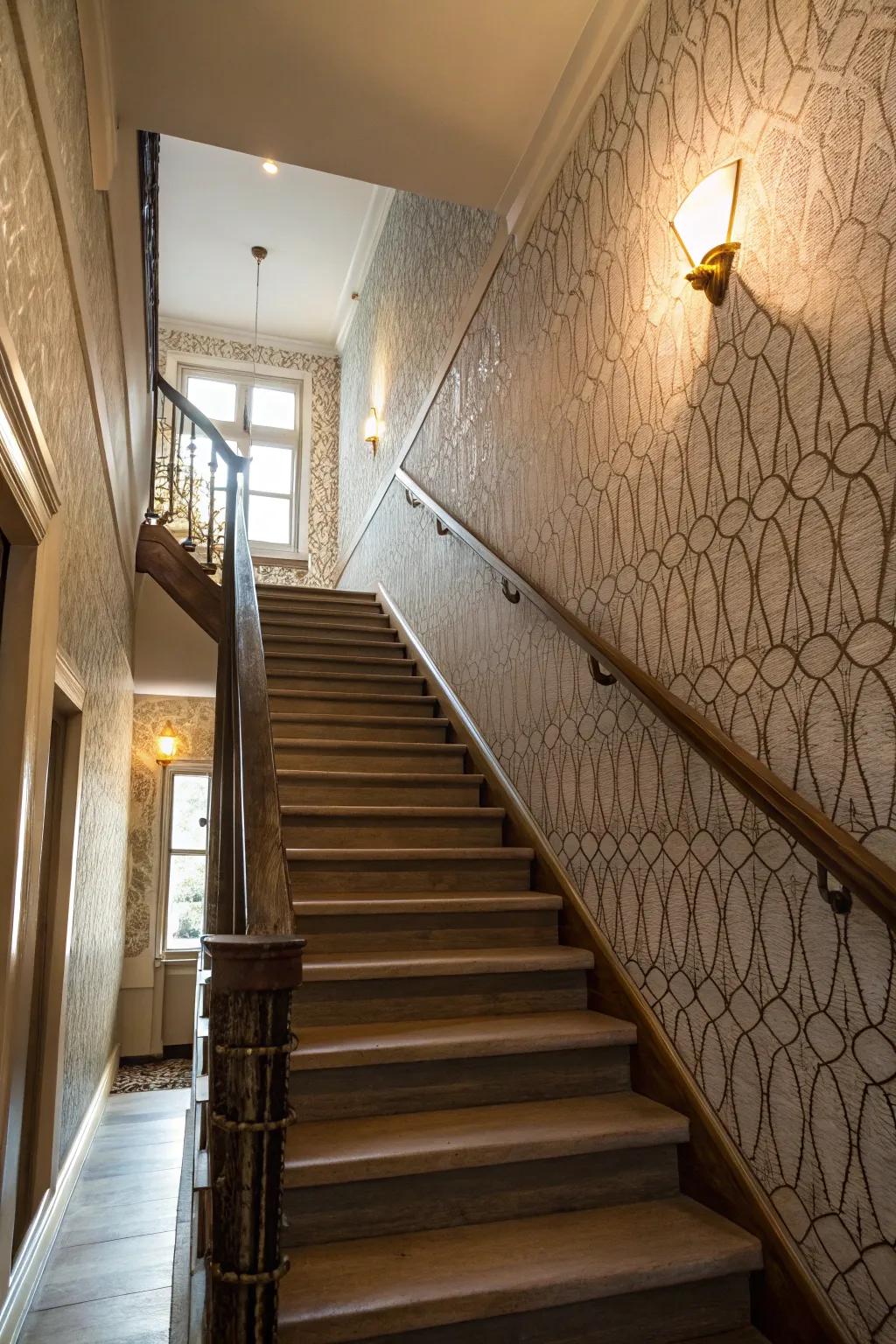 Textured wallpapers incorporate intriguing dimensions.