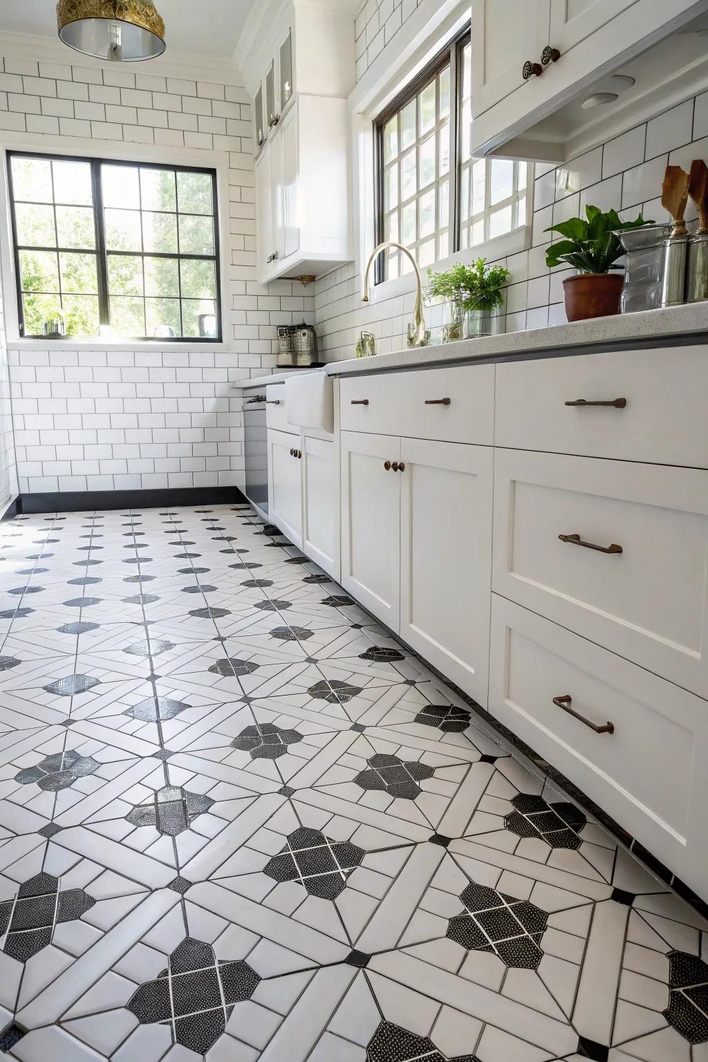 Differentiating sealant accentuating the tile pattern.
